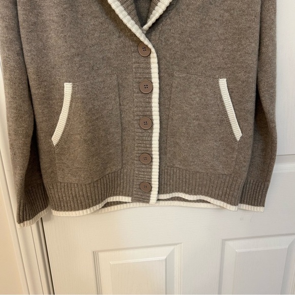 Charter Club 100% Cashmere Tipped Shawl-Collar Boyfriend Cardigan in Brown Sugar - Picture 9 of 11